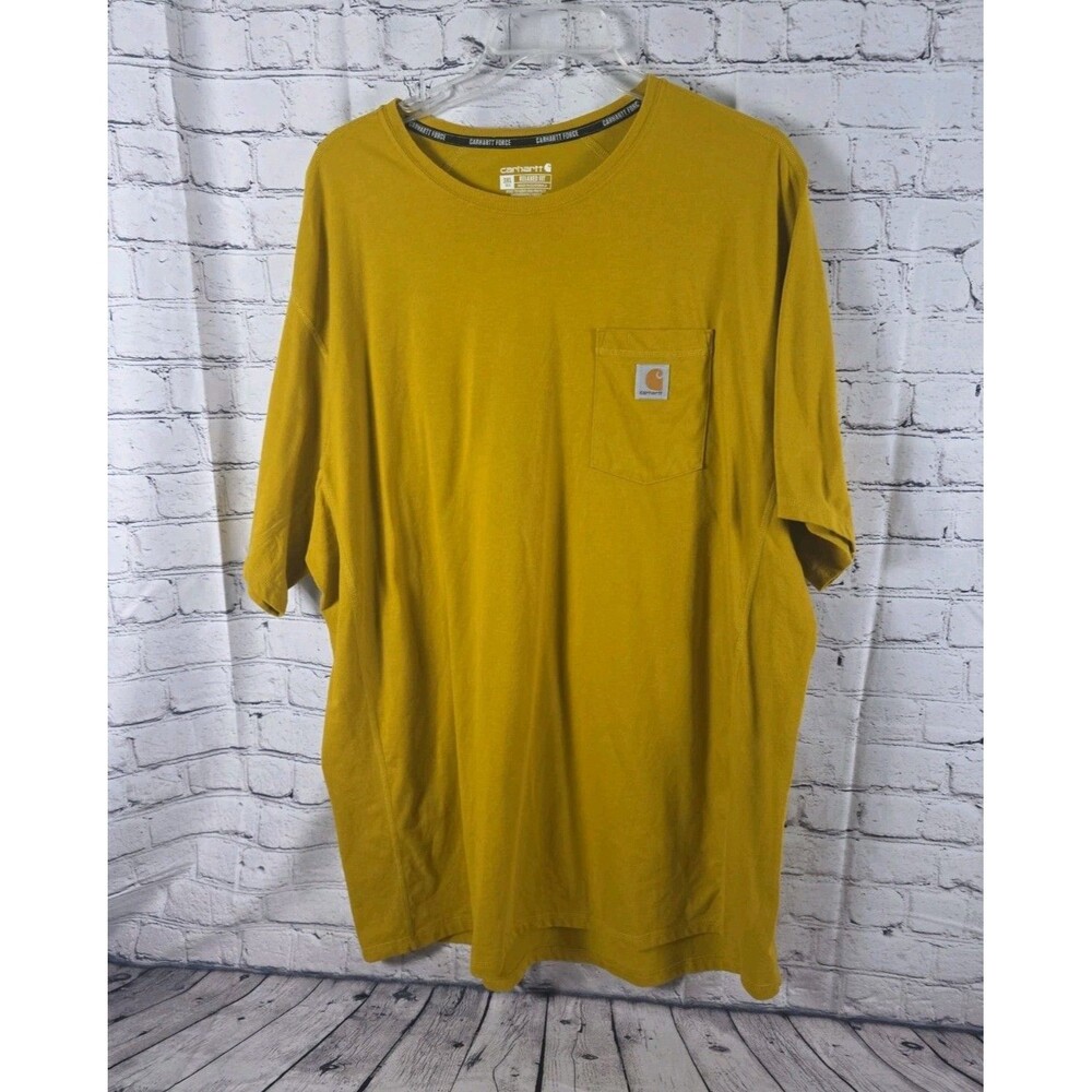 Carhartt Men's 3XL Tall Force Relaxed Fit  Mustard Yellow Pocket T-Shirt